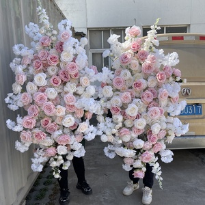 IFG Élégant Artisanat Rose Rose Fleurs et Verdure Arc Floral pour Décor de Scène de Fête de Mariage - Product Image 1