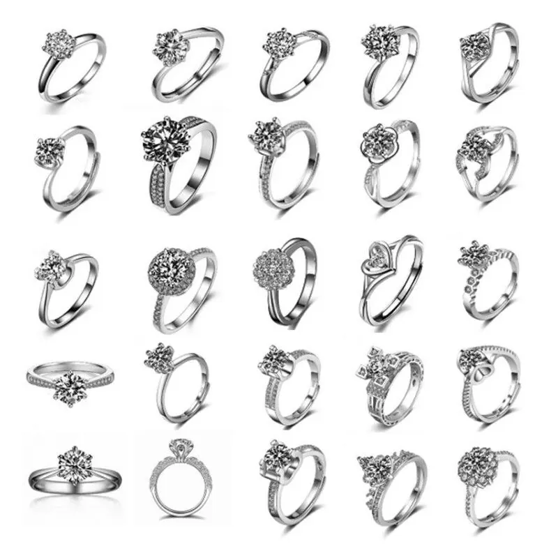 خاتم زيركون الأكثر مبيعًا كلاسيكي للنساء من الجهة المصنعة وخاتم زفاف خطوبة وفتحة عنق من قيراط واحد بست مخالب للنساء والرجال