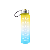 Bouteille d'eau dégradée avec sangle de transport, anti-fuite, sans BPA, en plastique, portable, pour voyage