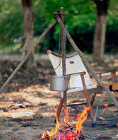 Produits chinois Portable Durable Titane Camping Trépied Grill pour la Cuisson En Plein Air Pique-Nique Barbecue