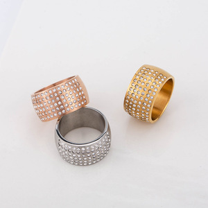 <b>Titanium</b> Steel <b>Ring</b> Wide Band Micro Insert Diamond Men's Jewelry Everyday Wear Geometric Style Hip Hop Punk European American - Product Image 3