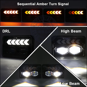 Phare LED carré OVOVS 2700lm pour camion avec clignotant séquentiel, phare LED 4x6 pour <span class=keywords><strong>Oldsmobile</strong></span> Delta 88 de 1977 à 1991 - Product Image 2