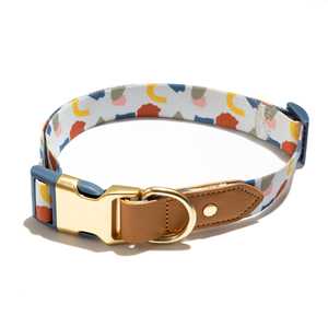 Vibrant Life Abstract Shapes Collar de perro de moda, hebilla de metal, multicolor, grande - Product Image 1