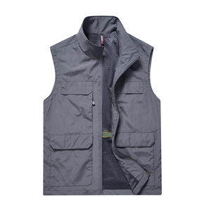 Gilet da uomo in poliestere con cerniera Logo con tasche abbigliamento da lavoro colori fotografia gilet fotocamera giacca - Product Image 1