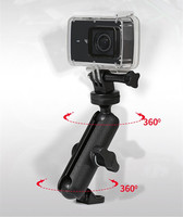 Support de guidon de moto pour gopro aluminium 360 rotation pivotante mini rotule avec 1/4 vis rétroviseur caméra support