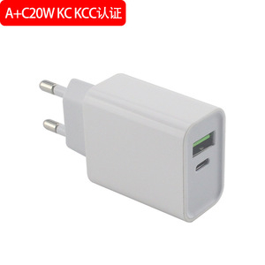 Dual Port 20W PD Fast Charger KCC Certified For Laptop White Plastic <b>Adapter</b> With <b>Type</b> <b>C</b> And Usb A Ports - Product Image 1