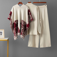 Ensemble 3 pièces pour femme : pull en maille et pantalon décontracté à jambes larges – Vente en gros