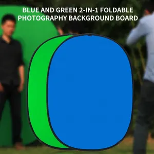 Takenoken स्टूडियो उपकरण लाइव स्ट्रीम 1 में 150x100cm बंधनेवाला 2 हरे और नीले रंग की पृष्ठभूमि मलमल पॉप अप अंडाकार पृष्ठभूमि