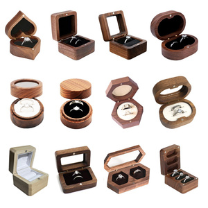 Wanuocraft handmade thanh lịch Gỗ Óc Chó cổ điển thân thiện với môi tùy chỉnh khắc nhẫn bông tai lưu trữ trường hợp đám cưới - Product Image 1