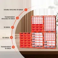 AIRAJ Armoire de rangement murale en plastique à 18/39/60 tiroirs, modulable, pour garage et organisation de perles