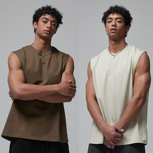 T-shirt <span class=keywords><strong>sans</strong></span> manches en gros pour hommes, t-shirt en coton lourd pour hommes, débardeur unisexe décontracté, haut en coton de qualité supérieure pour hommes - Product Image 1