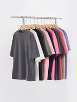 T-shirt Homme OEM 100% Coton Tricoté Lourd 260g Teint Uni Coupe Oversize Épaules Tombantes avec Impression en Relief