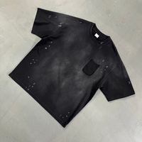 T-shirt vierge pour homme, personnalisable en gros, 275 g/m², style streetwear robuste, avec poche, effet délavé à l'acide, effet éclaboussures de peinture, effet vintage et vieilli