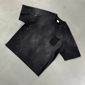 T-shirt vierge pour homme, personnalisable en gros, 275 g/m², style streetwear robuste, avec poche, effet délavé à l'acide, effet éclaboussures de peinture, effet vintage et vieilli - Product Image 4