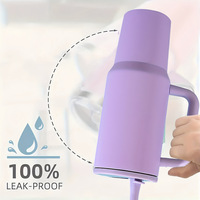 Nuevo Vaso Térmico de Acero Inoxidable 100% Hermético de 40oz, Doble Pared con Aislamiento al Vacío, 6-12 Horas de Aislamiento Térmico, con Asa y Pajita, Libre de BPA