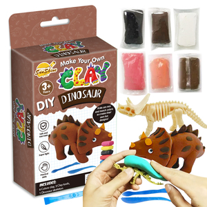 Dinosaur Air Dry Clay Non-Toxic DIY Dinosaur Skeleton Modeling Gifts Educational Playing Toys with Plastic and Mud Materials