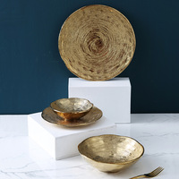 Service de vaisselle moderne écologique jetable en or pour banquets du Moyen-Orient, salle à manger fine, plat en métal émaillé pour