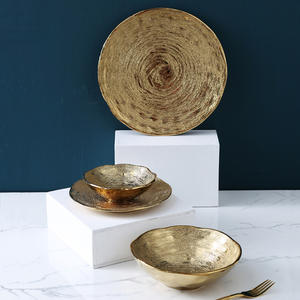 Juego de vajilla desechable de Oro Ecológico Premium moderno, banquetes de Oriente Medio, plato de placa de Metal esmaltado de comedor fino para - Product Image 2