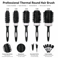 Brosse ronde en céramique avec corps ventilé et poils en nylon résistants à la chaleur pour un séchage professionnel, un volume et une coiffure lisse