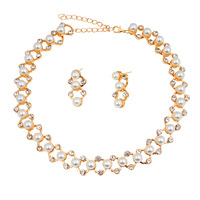Ensemble de bijoux pour femmes, boucles d'oreilles en zircon double perle, collier avec boucles d'oreilles pour femmes