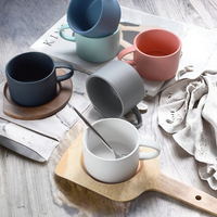 Özel Logo Minimalist Küçük Şirin 170 ml Seramik Kahve/Çay Kupası Nordik Mat Kaplama Mavi/Beyaz/Pembe BPA İçermez Bulaşık Makinesi/Mikrodalga Kullanımına Uygun