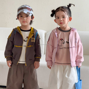D3668 Gilets à <span class=keywords><strong>capuche</strong></span> pour enfants, Parkas amples pour garçons printemps-automne, Vêtements pour femmes, Manteau pour garçons à manches longues 100% coton pour l'automne - Product Image 3