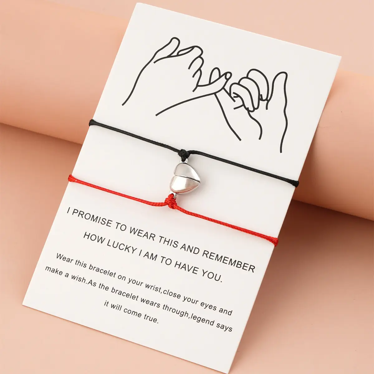 2 adet/takım kalp mıknatıs çift BraceletsJewelry kalp Charm ayarlanabilir ip halat manyetik bilezik severler için söz hediye