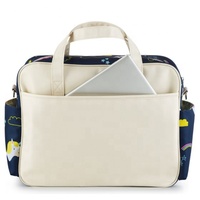 Sac à langer tendance en polyester imperméable à imprimé licorne, grande capacité, avec matelas à langer amovible et poches pour biberons