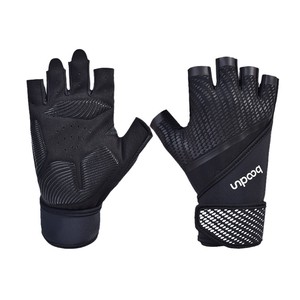Gants de fitness Boton à demi-doigts noirs pour la salle de sport, protection des paumes, unisexe adulte - Product Image 2