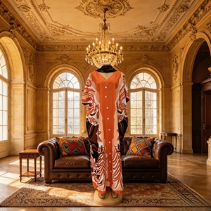 Robes Dashiki Africaines en Gros, Plusieurs Types, Imprimé Ankara, Kaftan Fluide, Coupe Ample Traditionnelle, Manches Longues, Boubou - Product Image 3