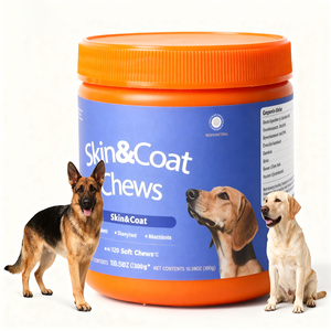 Bajo MOQ Suplementos para el cuidado <span class=keywords><strong>de</strong></span> la salud <span class=keywords><strong>de</strong></span> las mascotas Abrigo <span class=keywords><strong>de</strong></span> piel <span class=keywords><strong>de</strong></span> perro Masticables suaves para reducir el desprendimiento Previene alergias <span class=keywords><strong>en</strong></span> la piel - Product Image 1