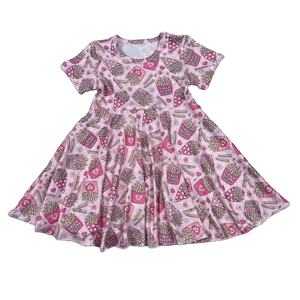 Ropa de San Valentín para Bebés, Vestido con Estampado de Papas Fritas, Vestido Giratorio para Niñas Pequeñas, Ropa Infantil de Boutique - Product Image 1