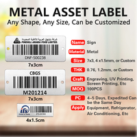 Etiquetas de Código QR Personalizadas, Resistentes al Fuego, Duraderas, para Almacenes Industriales, Equipos Logísticos, Etiquetas de Identificación de Activos de Aluminio Metálico Mini con Código de Barras