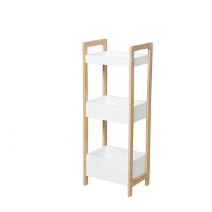 Factory Price Narrow <strong>Slim</strong> Mdf Floor Corner White Wooden Tower Organizer Bathroom Storage <strong>Shelf</strong> - Product Image 1