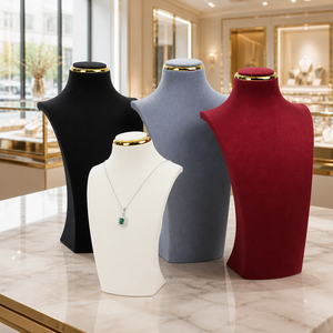 Présentoir à Colliers en Velours Microfibre pour Bagues et Colliers, <span class=keywords><strong>Mannequin</strong></span> Buste, 9 Couleurs, Accessoires de Présentation de Bijoux, Vente en Gros - Product Image 3