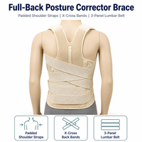 Correcteur de posture dorsal beige avec bretelles rembourrées et soutien lombaire à 3 niveaux