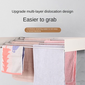 Eco-Friendly Modern Hidden Bathroom Towel Rack Multifunctional Folding <b>Clothes</b> Rack Bathroom Hardware Pendant Cross-Border Wall - Product Image 2