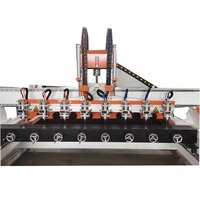 Máquina CNC de 8 cabezales para tallado de madera, rotativa 3D de 4 ejes, para copiado y carpintería