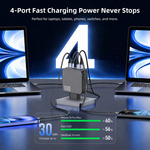 Adaptateur Type C GaN aux spécifications européennes, chargeurs de téléphone portable, chargeurs d'ordinateur portable, multiport 100w Gan Pd Usb c - Product Image 3