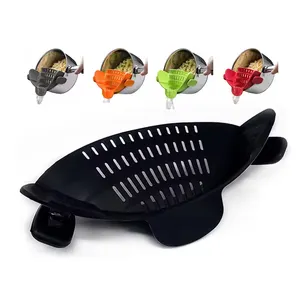 Universal Snap Clip Strainer Pan Pot Colander Fruit Washing Draining Tool Adjustable Silicone Pasta Strainer