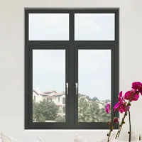 Ventanas y Puertas de Doble Acristalamiento con Vidrio Templado Resistente a Huracanes Estilo Americano, Ventana Abatible de Aluminio para Balcón