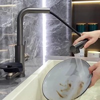 Robinet de cuisine gris anthracite moderne avec pulvérisateur extractible haute pression pour évier, lave-vaisselle et nettoyage de bouteilles
