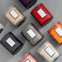 Pot en verre gaufré de haute qualité fait à la main bougies parfumées en cire de soja écologique pour la décoration noël Diwali méditation mèche en coton