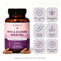 Capsules de Myo-Inositol et D-Chiro-Inositol, rapport 40:1, avec Ashwagandha et Vitamine D, pour l'équilibre hormonal et le soutien du cycle féminin, 120 unités