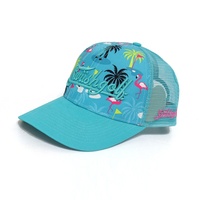Chapeau de fleur d'été européen personnalisé Hawaii Outdoor Fishing Performance Surfing Travel Embroidery Printed 6-Panel Trucker Hat