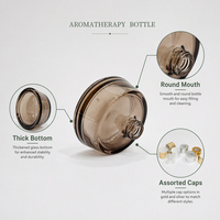 Flacon diffuseur à roseaux en verre rond coloré de 50 ml avec bouchon doré ou argenté pour parfum d'intérieur, petit diffuseur d'huiles essentielles aromatiques