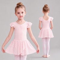 Vestido de Ballet para Niñas Pequeñas B8179, Manga con Volantes, Corpiño Plisado, Falda de Malla con Lentejuelas, Leotardo de Danza para Niñas, Ropa de Danza para Entrenamiento