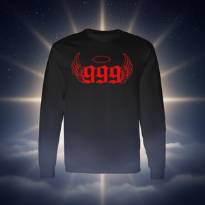 Camiseta de manga larga roja con número de ángel 999 - Product Image 3