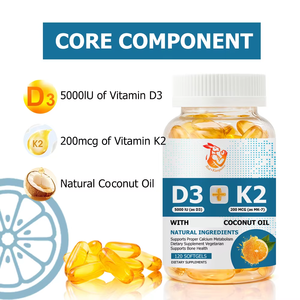 Suplemento para la Salud Ósea, Vitamina D3 K2 Natural en Cápsulas Blandas con Aceite de Coco, Aumenta la Absorción de Calcio, Suministro de Fábrica - Product Image 4