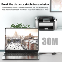 Cable de Extensión USB 2.0 Transparente Negro DFX de 10 m, Cable Blindado de 3 Capas con Cobre Estañado 24/28 AWG para PC